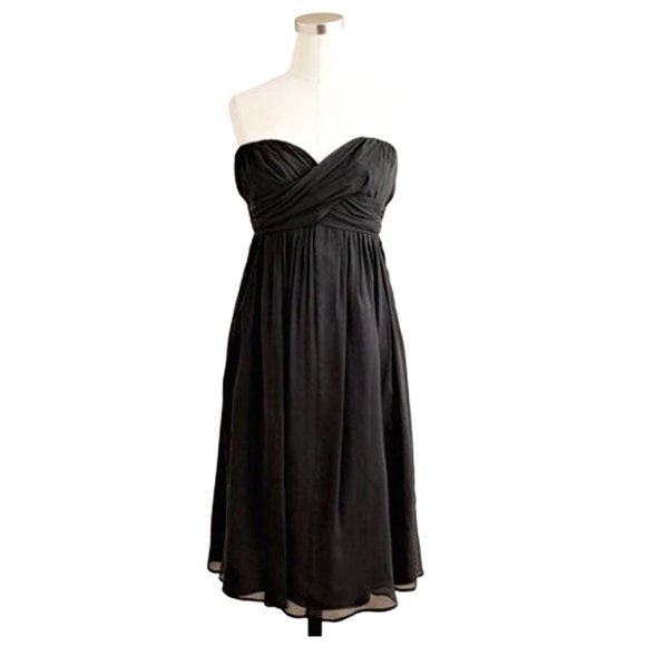 J. Crew Dresses & Skirts - J. Crew Strapless Silk Chiffon Dress - NWT! Elegant Black Dress Size 6